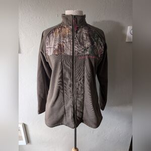 Women's Camo Full Zip fleece Jacket Sz L